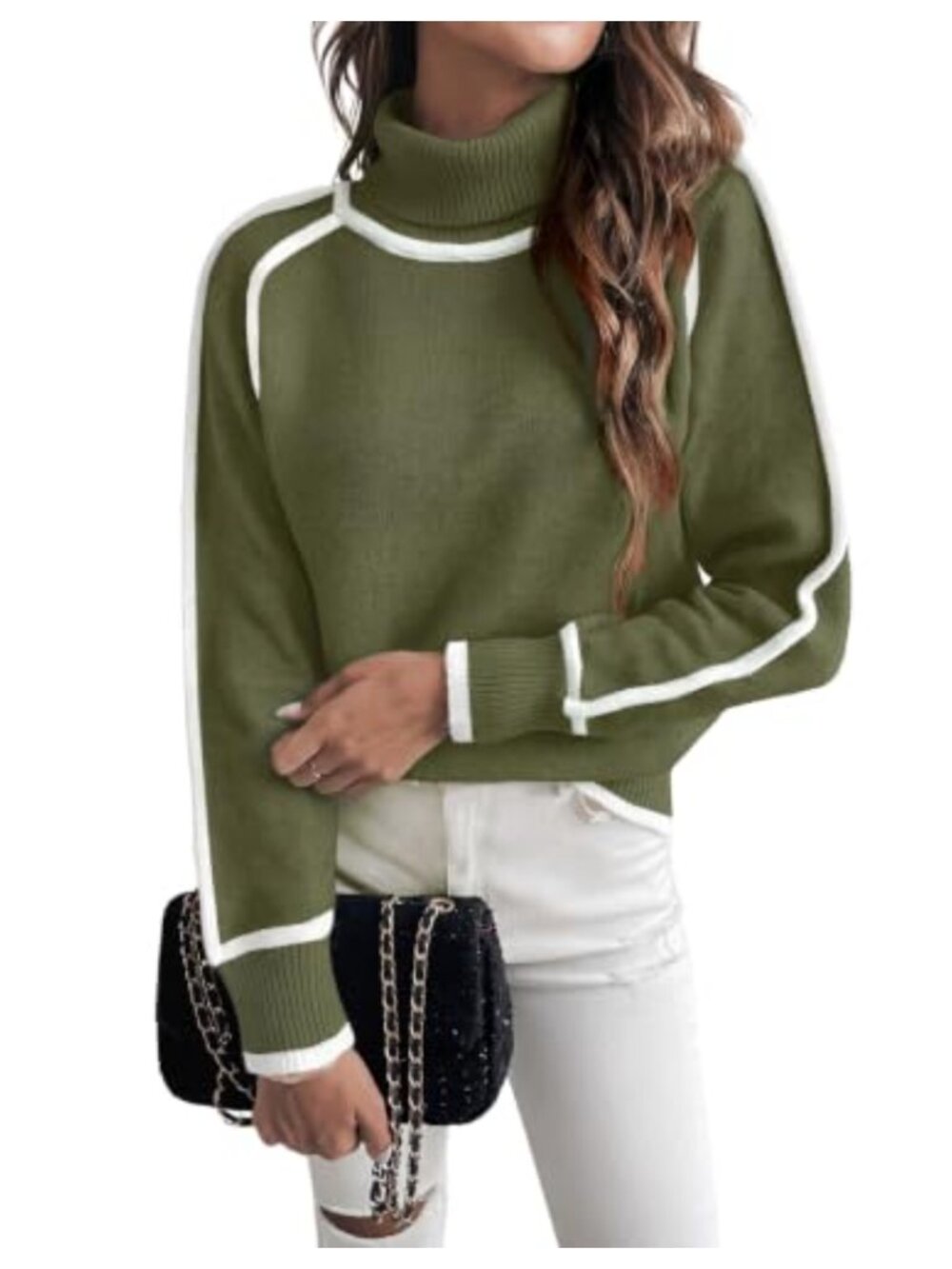 EVALESS Women's Turtleneck Sweater Long Sleeve Loose Fit Fall Winter Pullover